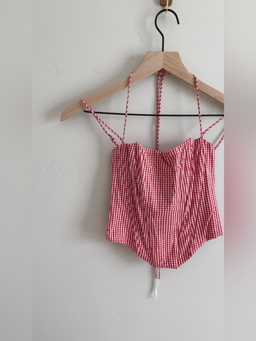 Edikted Pippa Gingham Lace-Up Back Corset Top - Picture 7 of 9